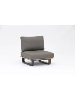 Fauteuil PARK, alu graphite/teck/rope