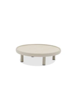 Table basse WAVE alu light-taupe ø 80cm plateau dark sand marble en vitrocéramic