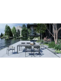 Chaise empilable alu HORNET graphite coussin "sutton grey"