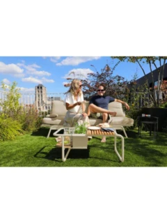 3-Sitzer SOMERSET mit Liegefunktion Alu light-taupe, Sunproof "nature"