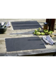 Set de table en cuir nappa noir 33 x 46 cm, avec gravure personnelle