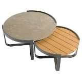2er-Set Loungetische FLY Alu graphite Holzart:Teak (Tectona grandis)Herkunft: Costa Rica