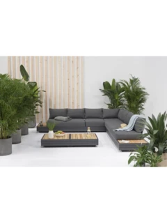 3-Sitzer CUBO mit Liegefunktion re+li Alu graphite, Stoff Olefin "dark grey"