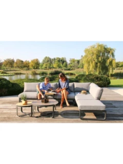 3-Sitzer FLY mit Liegefunktion 2020 Alu graphite, Stoff Olefin "mixed grey"