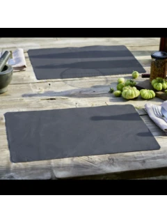 Set de table en cuir nappa noir 33 x 46 cm, sans gravure