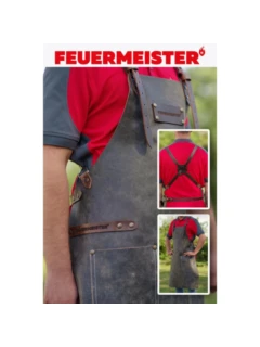 Lederschürze Gr.2 schwarz, braune Kreuzberiemung