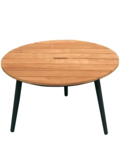 Table de salon PIXEL alu graphite/teck ø 80cm