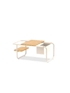 Table d'appoint SMOERSET alu light-taupe, teck