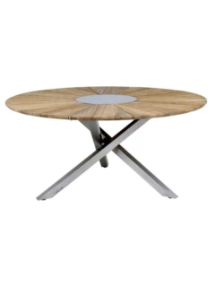 Table ORYX Edge ø160 cm inox / teck