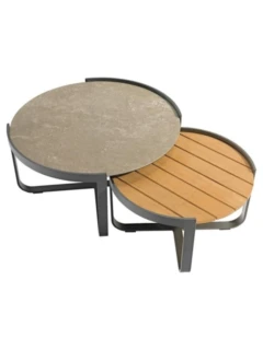 2er-Set Loungetische FLY Alu graphite Holzart:Teak (Tectona grandis)Herkunft: Costa Rica