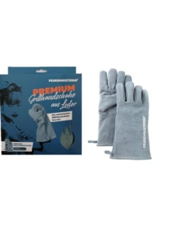 Handschuhe, Leder grau blau (Einheitsgrösse)