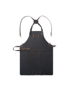 Lederschürze Gr.2 schwarz, braune Kreuzberiemung