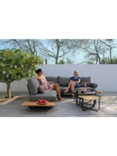 Fauteuil PARK, alu graphite/teck/rope