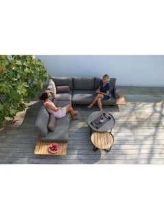 Fauteuil PARK, alu graphite/teck/rope