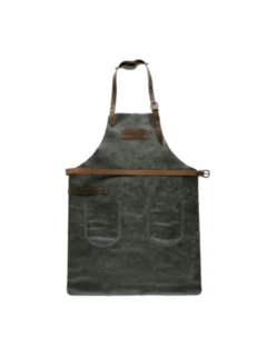 Lederschürze anthrazit Gr. 2 mit 2 Taschen, gratis personalisierbar