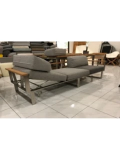 3er-Sofa BELVEDERE Edelstahl/Teak mit Liegefunktion links Holzart:Teak (Tectona grandis)Herkunft: Indonesien