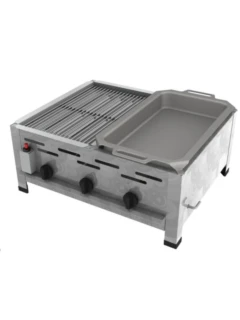 Zubehörset für Profi 3 (Pfanne) 1/2 Pfanne-1/2 Rost (dreiteilig) und Flammenabdeckung